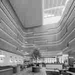 擁有自然光和各種座位的寬敞餐廳