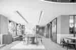 Restaurant Dining Tables and Floral Wall Art