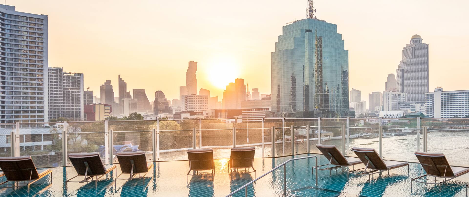 outdoor rooftop pool and city view