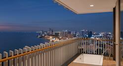 City and Ocean View from Executive Suite Balcony with Tub