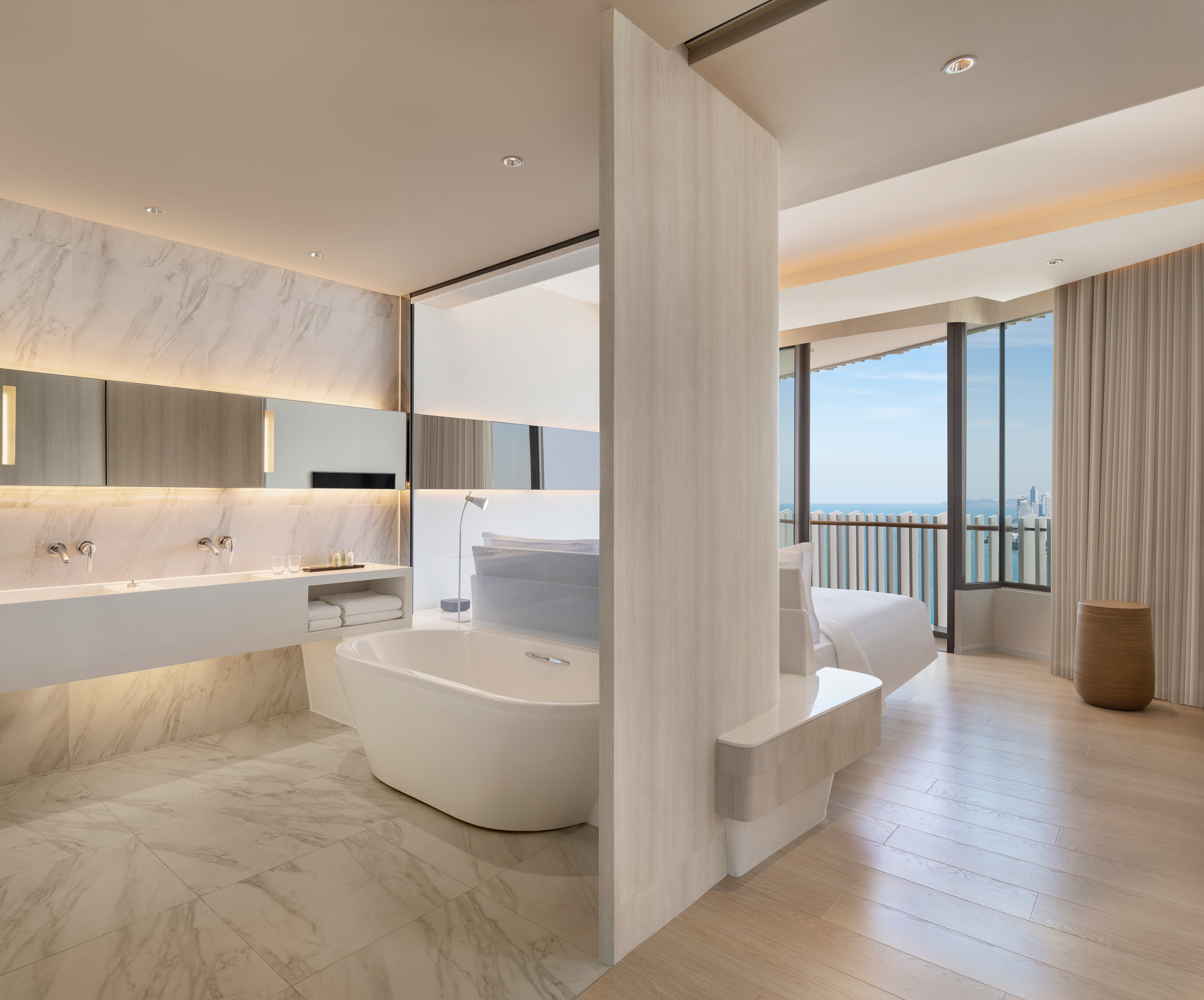 Bathtub and Vanity Area in Family Suite with Ocean View