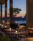 Terrace of Edge Restaurant and City View at Sunset