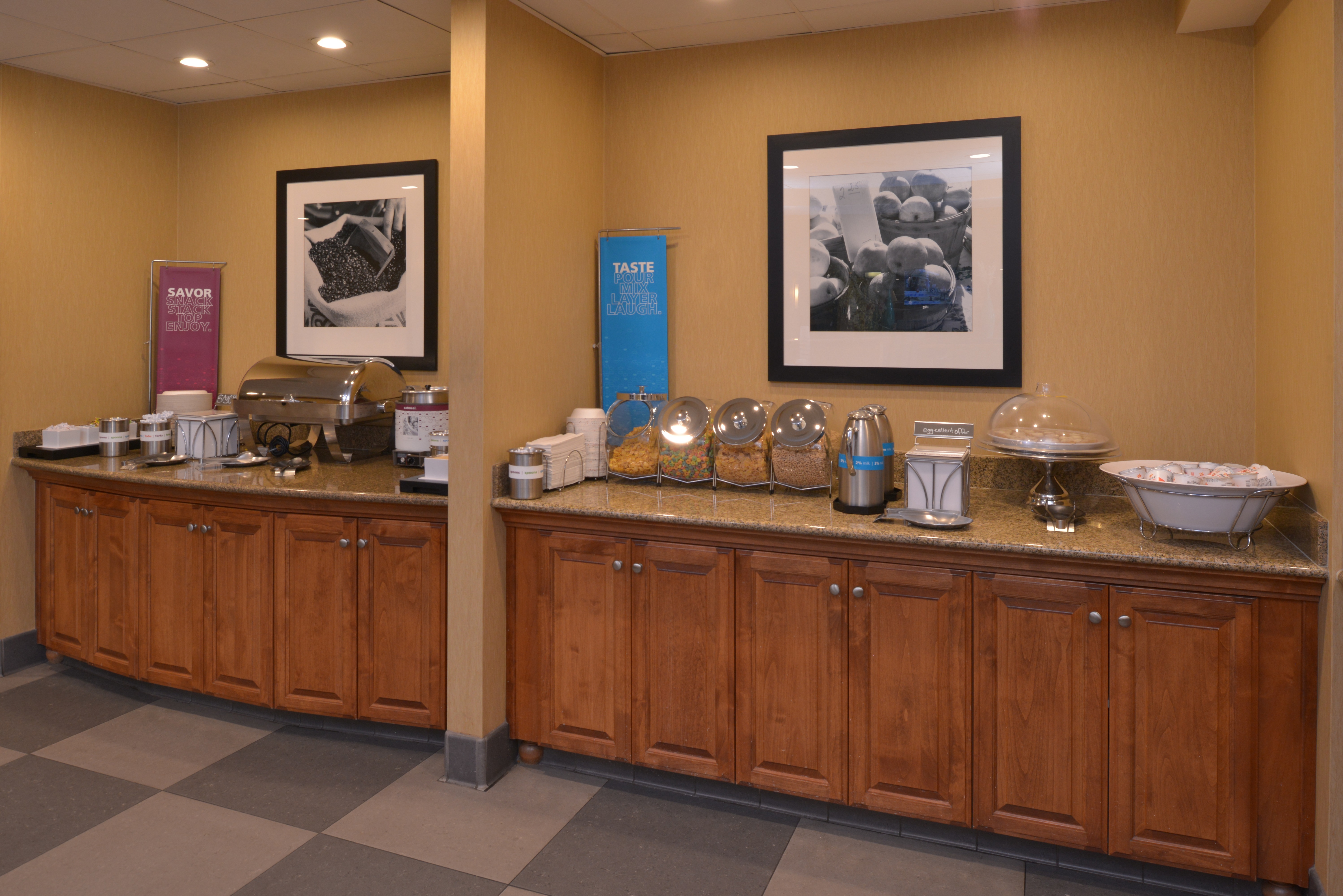 Breakfast Bar Area with Hot and Cold Foods