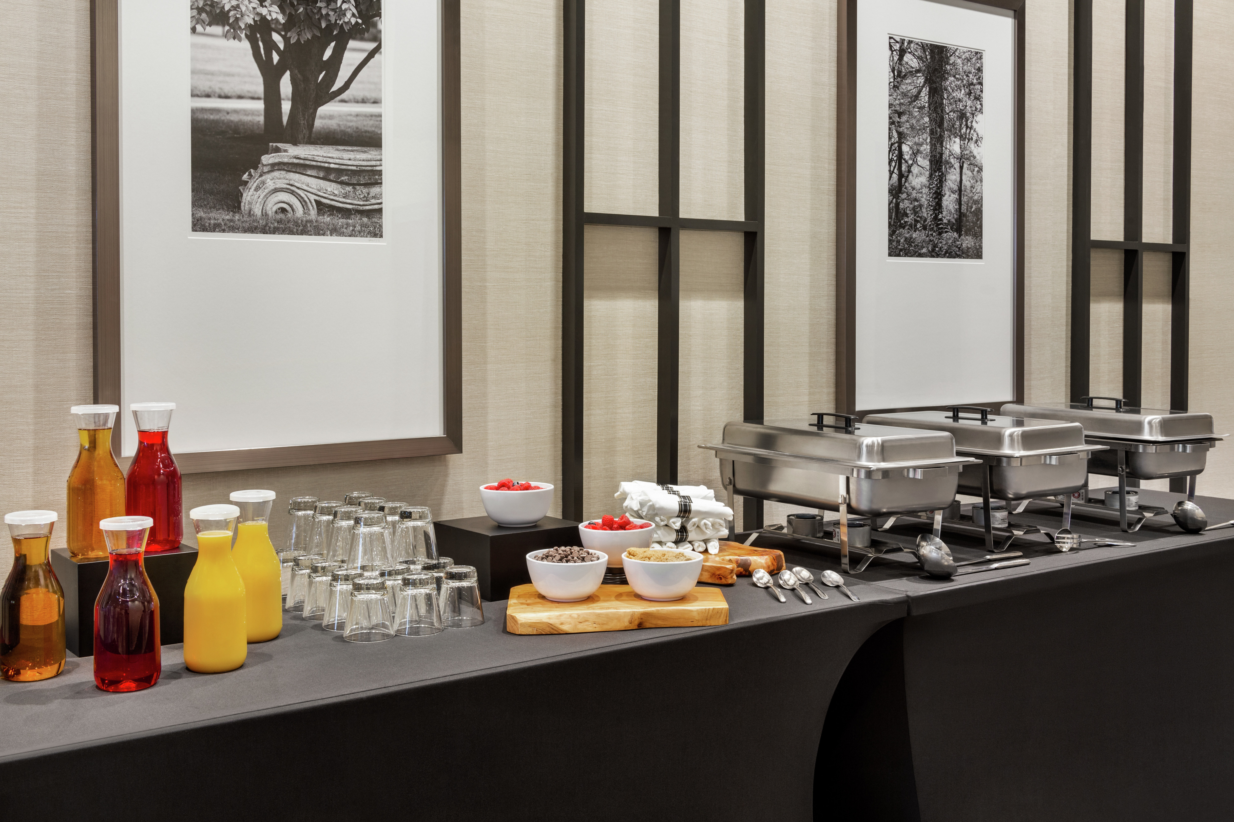 Food and beverage station in meeting room.