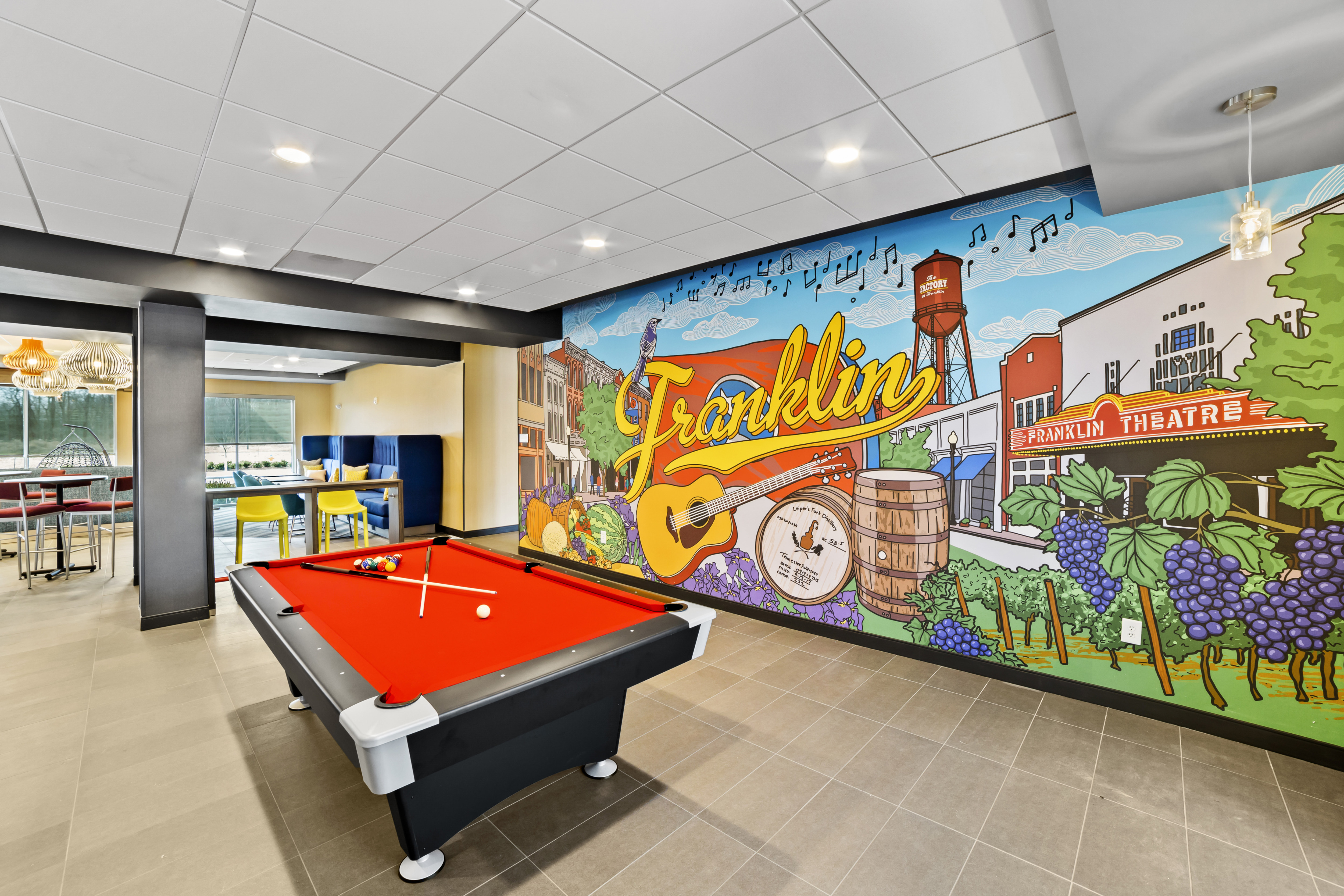 Lobby Pool Table With Destination Art Wall