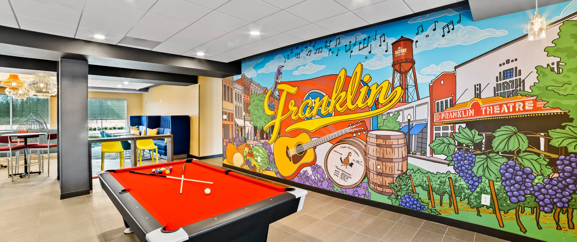 Lobby Pool Table With Destination Art Wall