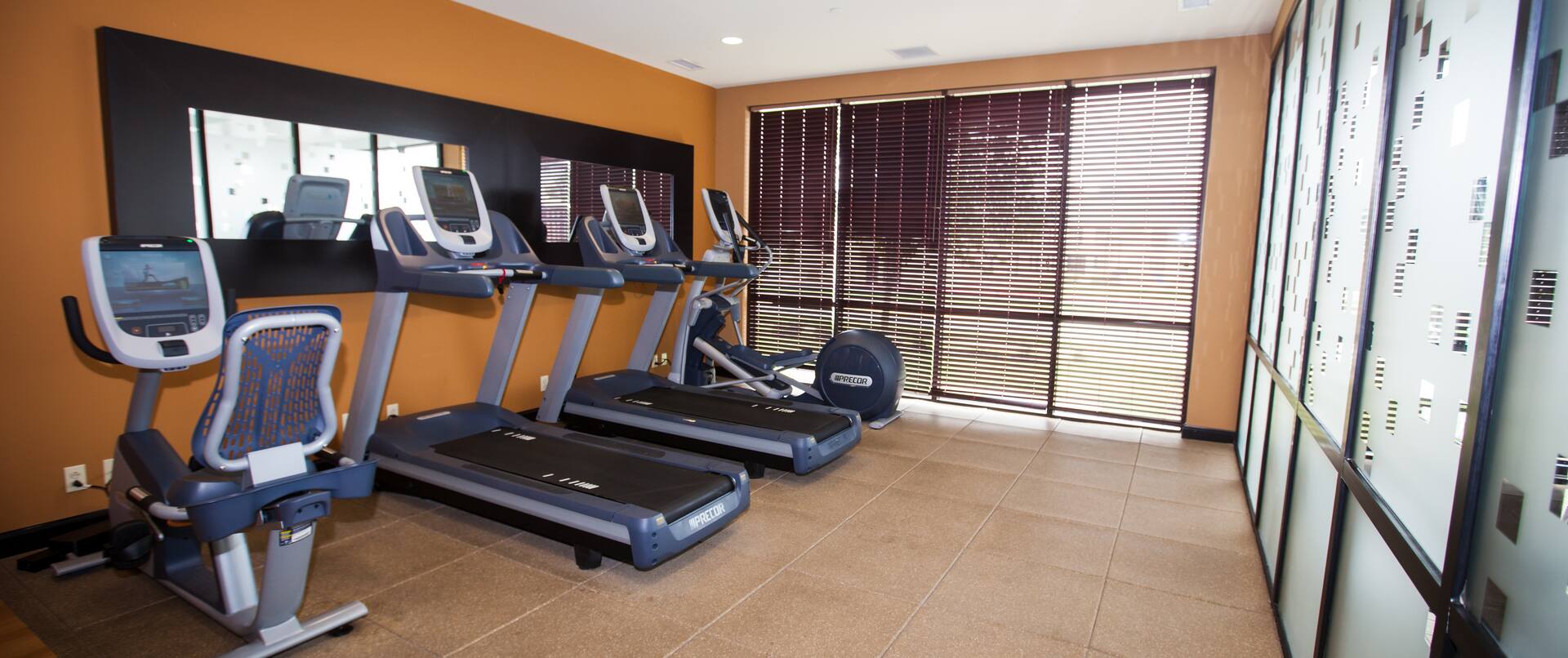 Cardio Equipment in Fitness Center With Large Windows