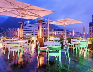 Sky 15 Rooftop Bar with outdooor tables and chairs