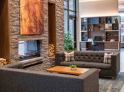 lobby seating, fireplace, business center