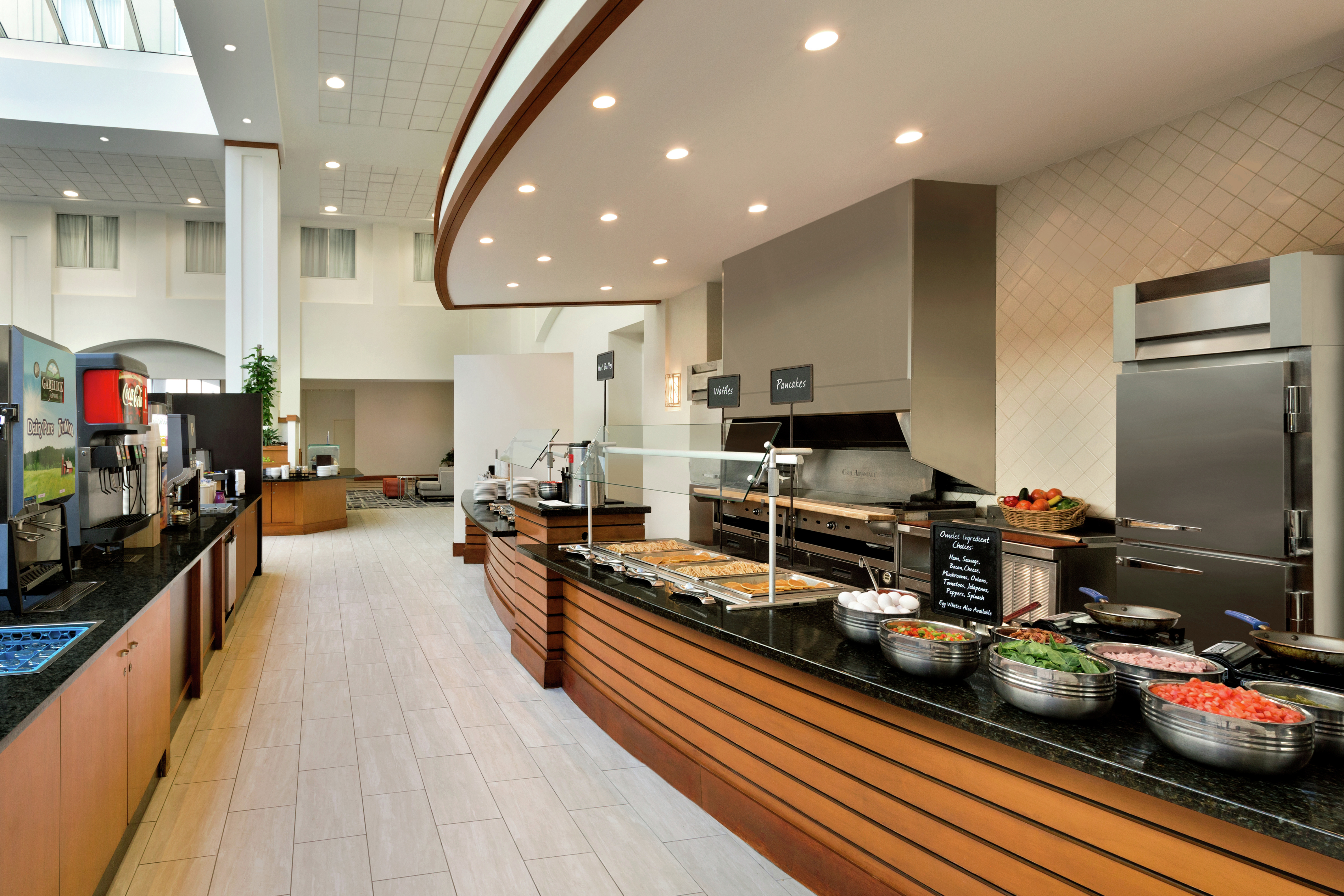 Complimentary Breakfast Area with Food Selections