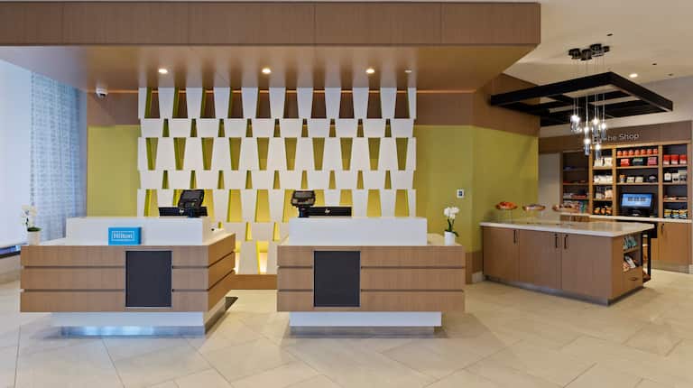 Front desk area with snack shop