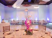 Ballroom Banquet Setup with Round Tables and Chairs