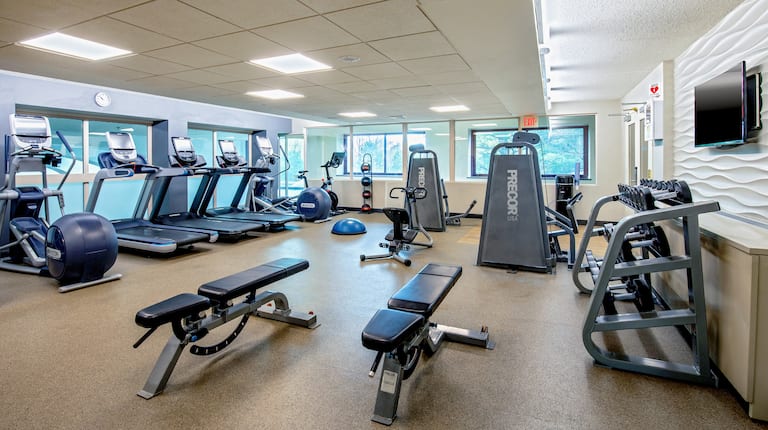 on site fitness center, weight benches, treadmills, elliptical