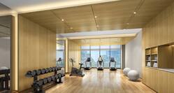 Fitness Center with weights, balls treadmills and outside views