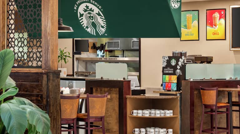 Convenient on-site coffee shop serving delicious Starbucks food and beverages.