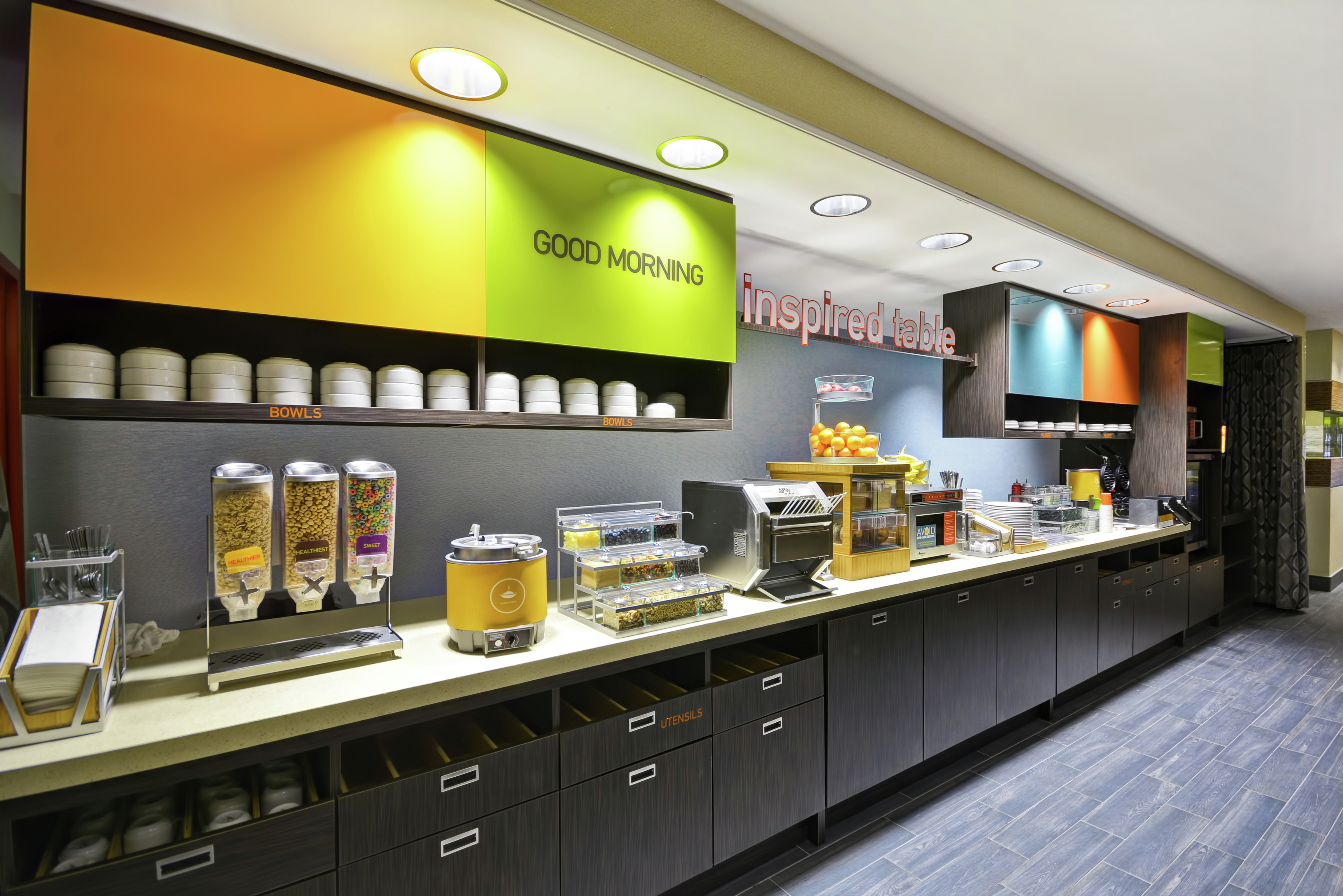 Breakfast Bar Area with Selection of Cereals and Fresh Fruits