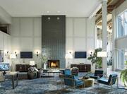 Lobby with comfortable seating and fireplace