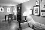 Front entrance of guest suite with table and chairs