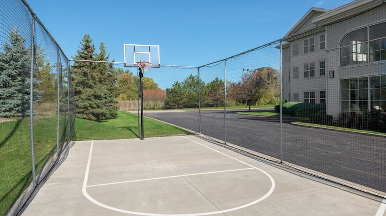 Play basketball on our sport court for some outdoor exercise!