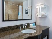 Bathroom vanity Area with large Mirror
