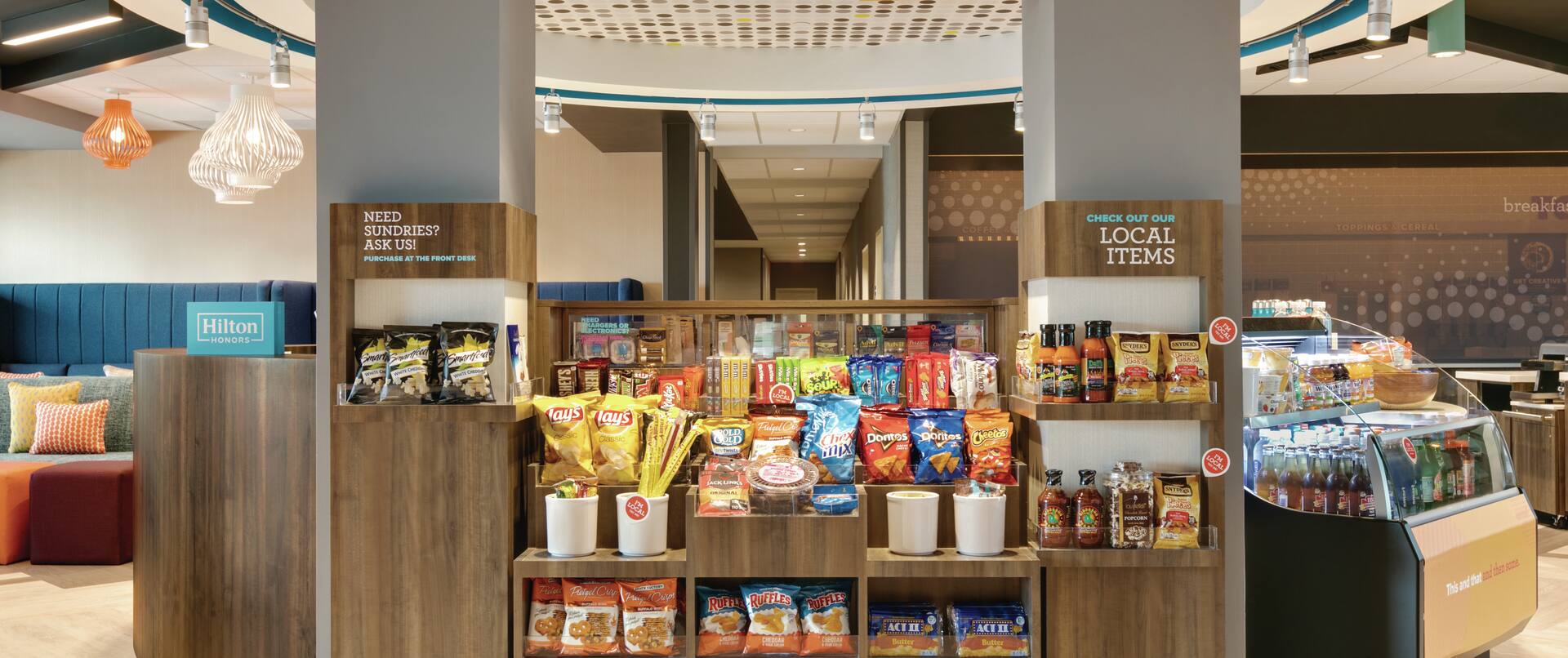 Breakfast area with food options