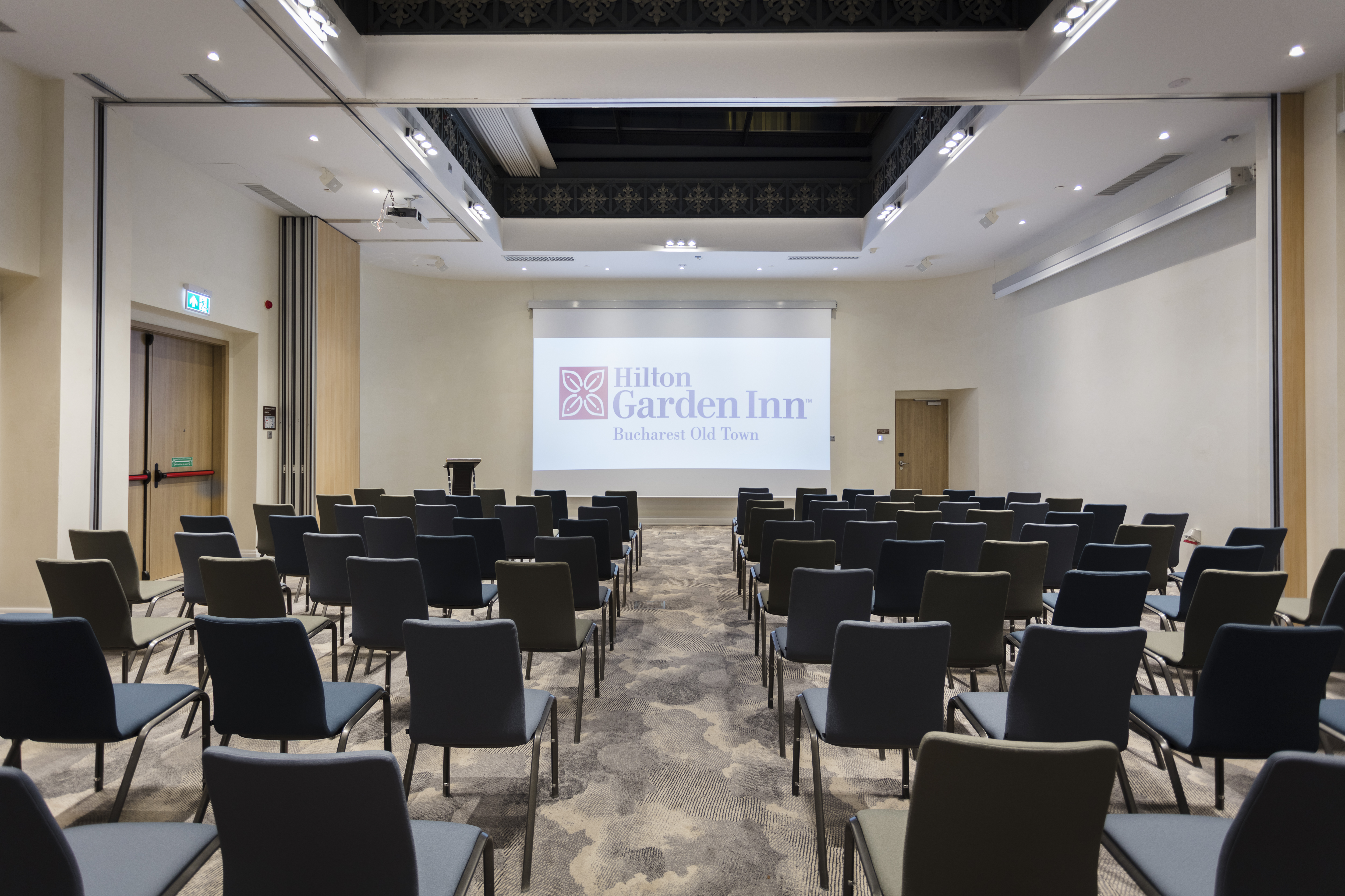 Meeting Room Theater Setup with Projector Screen
