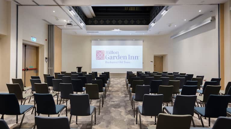 Meeting Room Theater Setup with Projector Screen