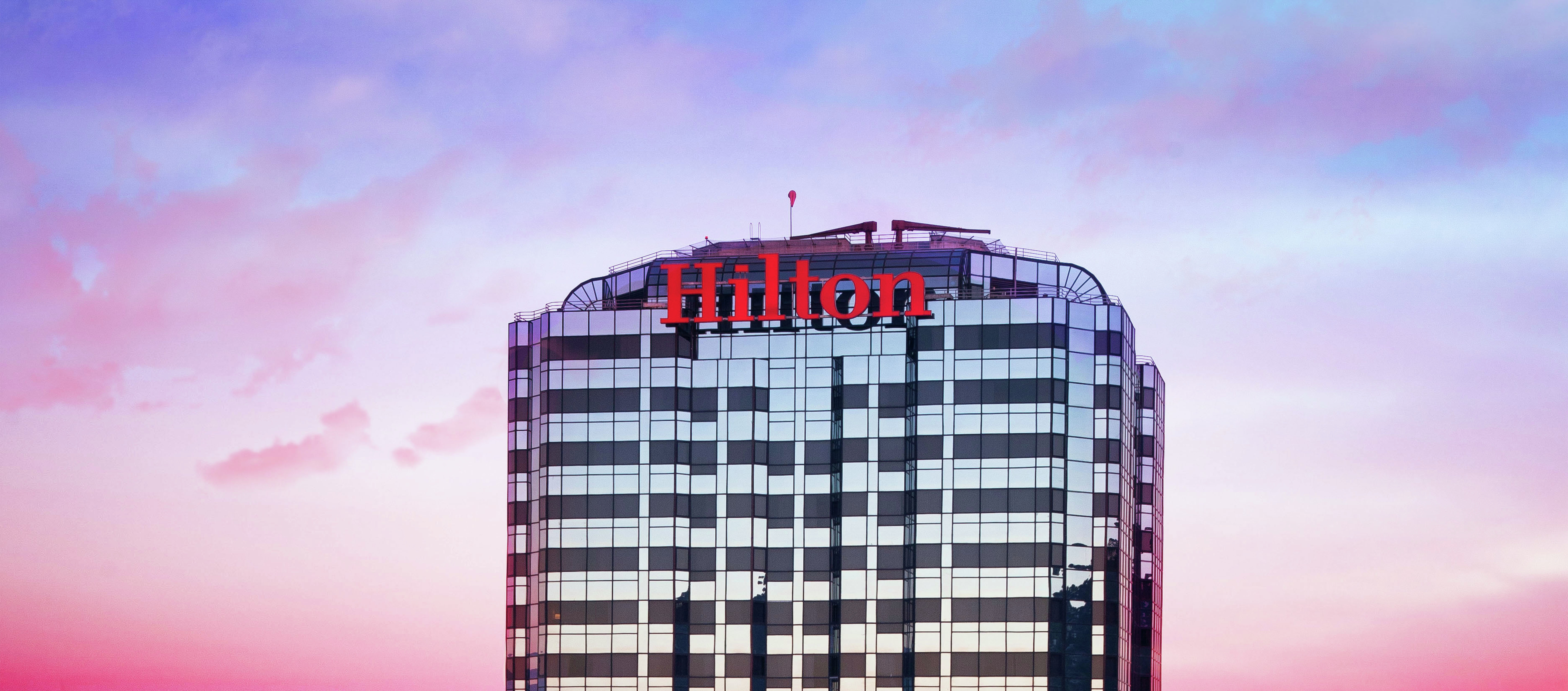 Hilton Hotel Exterior Shot at Sunset