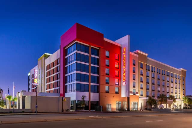 Hotel exterior with signage