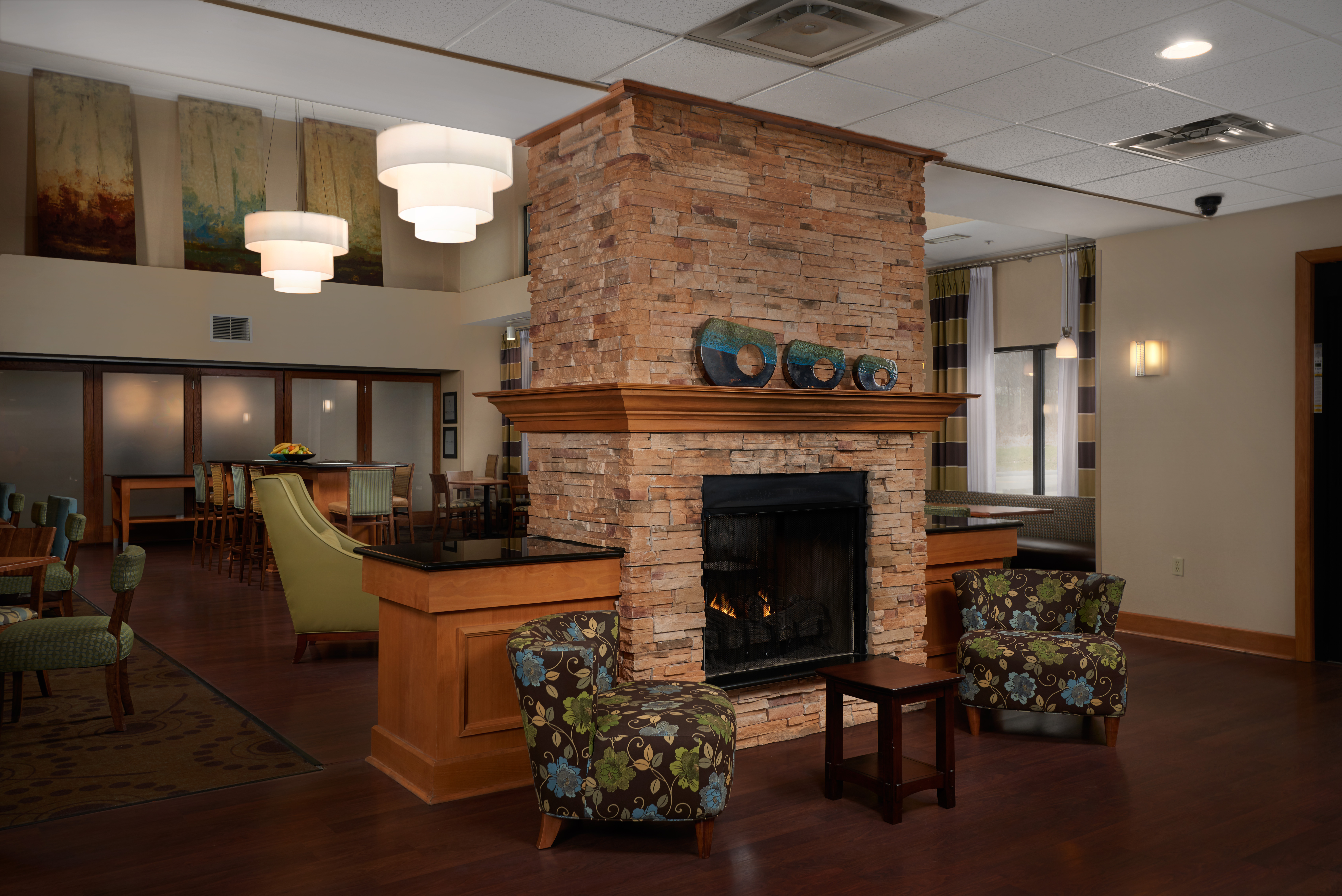 Lobby Area with Fireplace