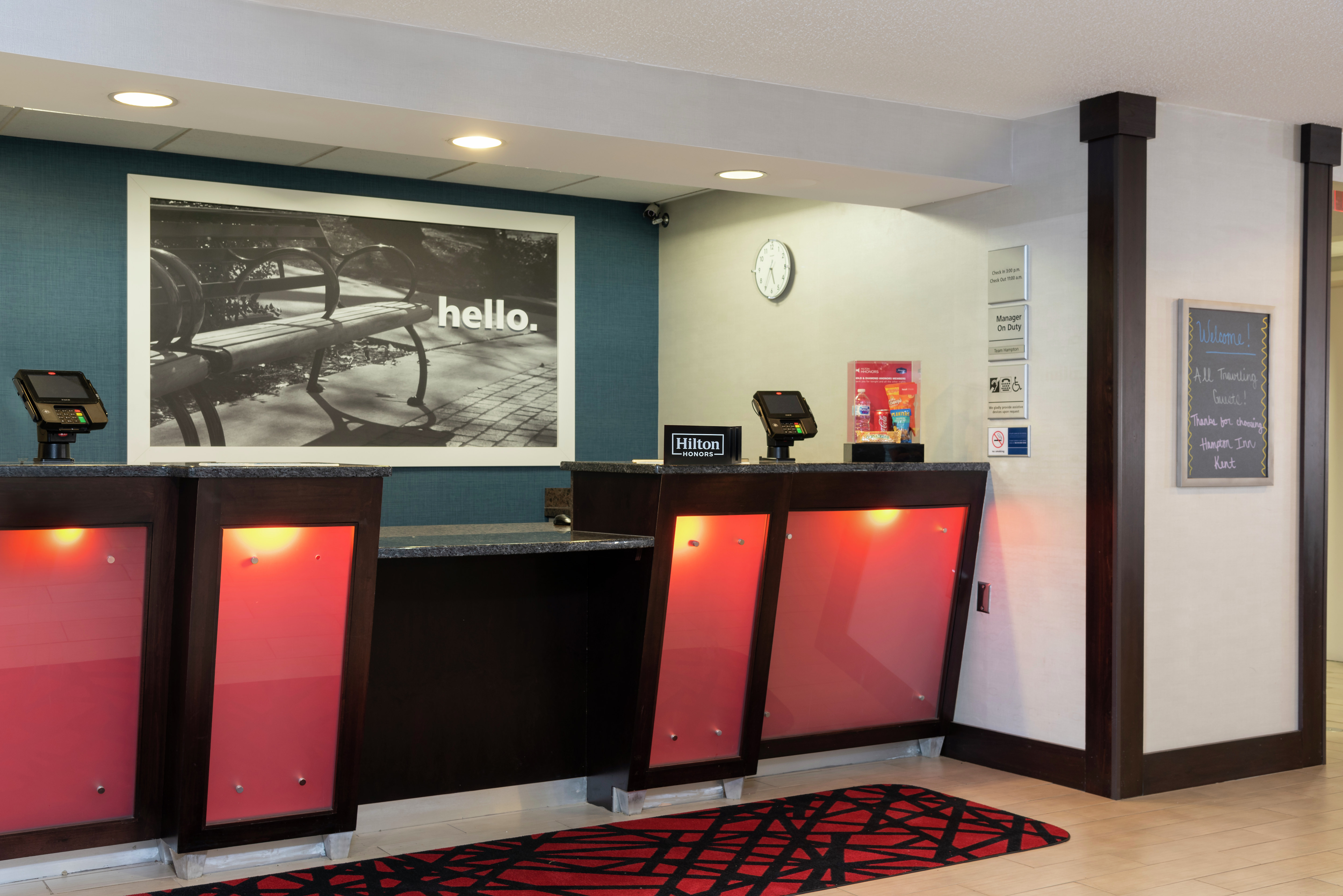 Front Desk With Red Panels