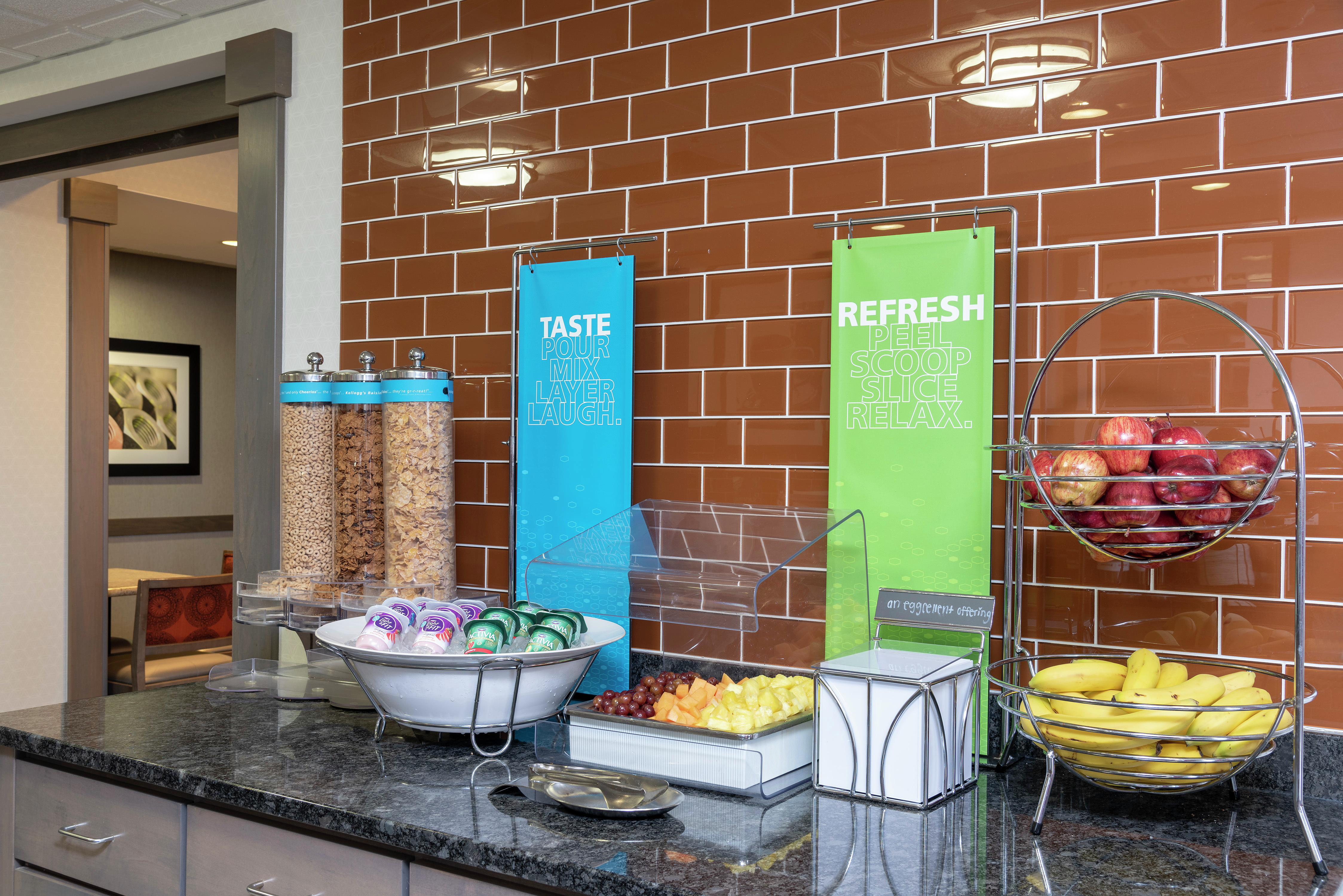 Breakfast Area with Cereals and Fresh Fruits