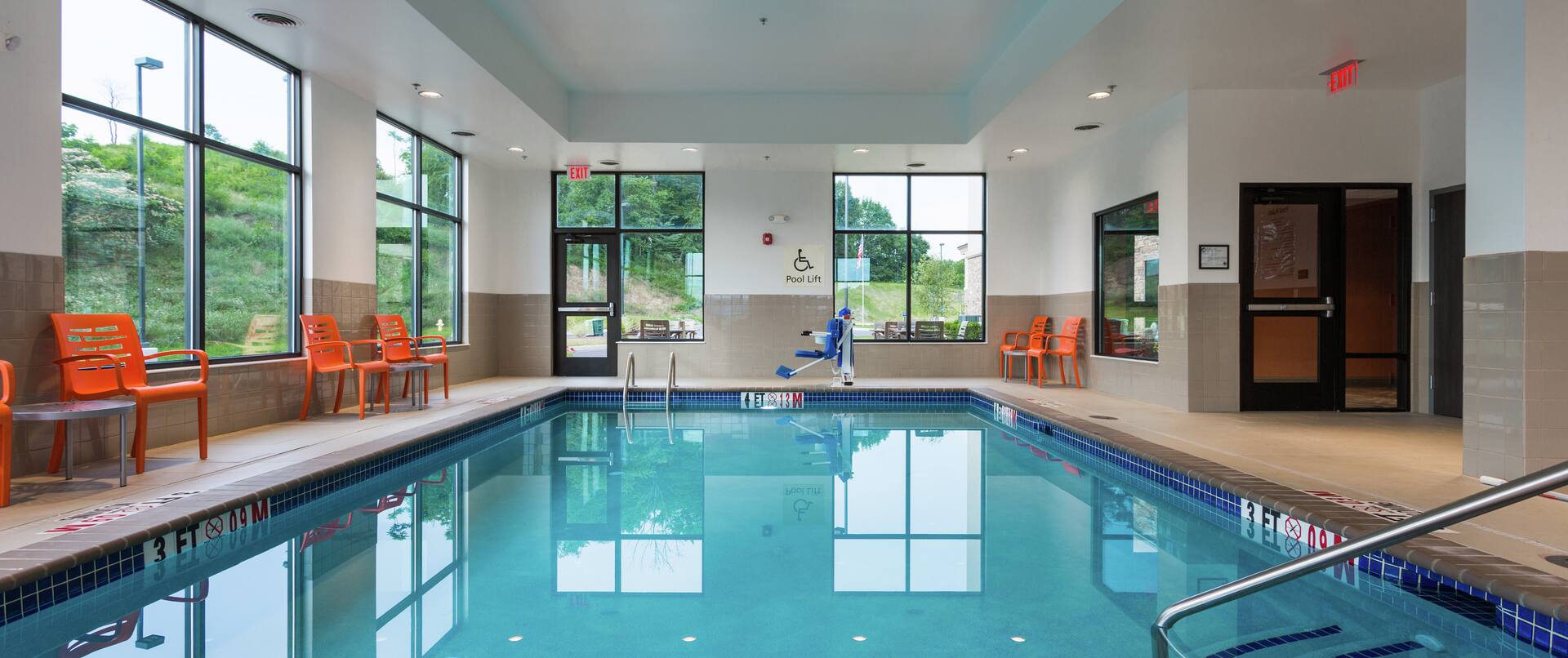 Indoor pool with chairs