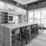 Breakfast area counter with seating