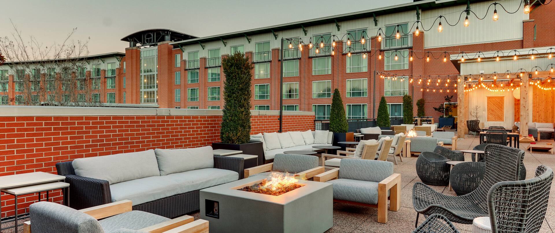 High Rail Rooftop Bar Outdoor Seating And Firepit