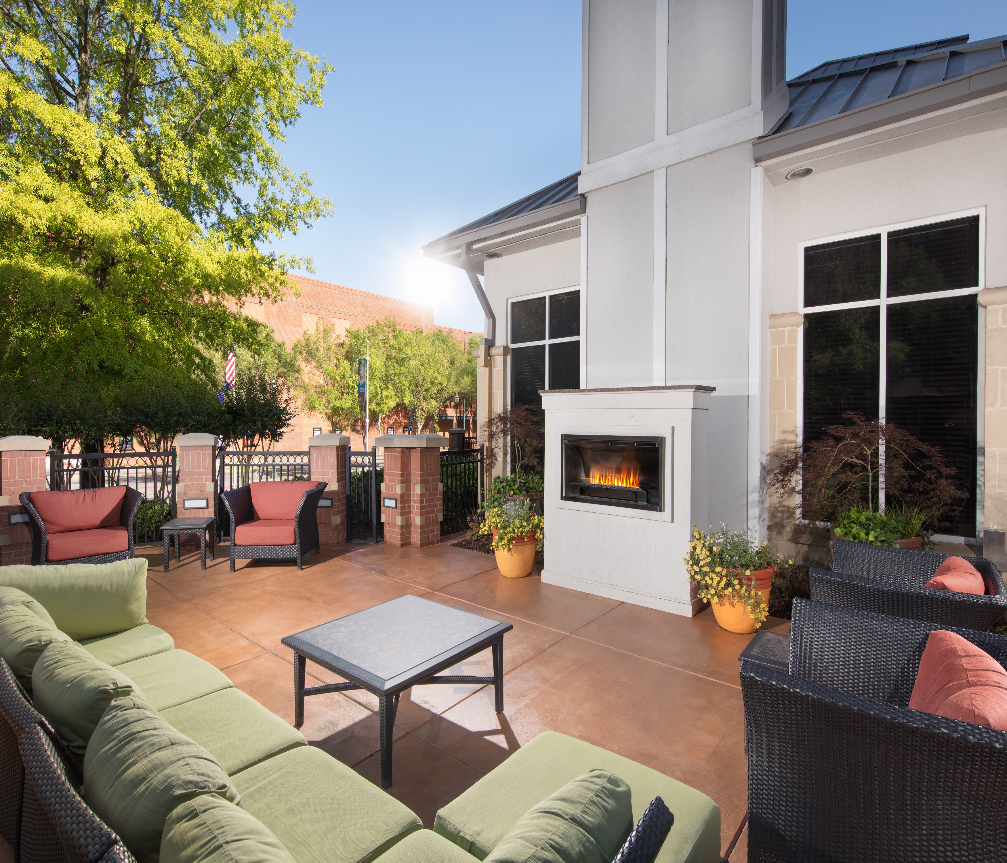 Outdoor Patio with Lounge Seating and Fireplace