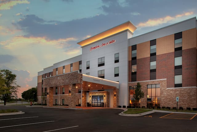 Illuminated Hotel Exterior at Dusk