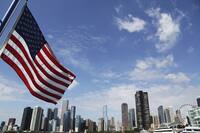 American Flag over Chicago