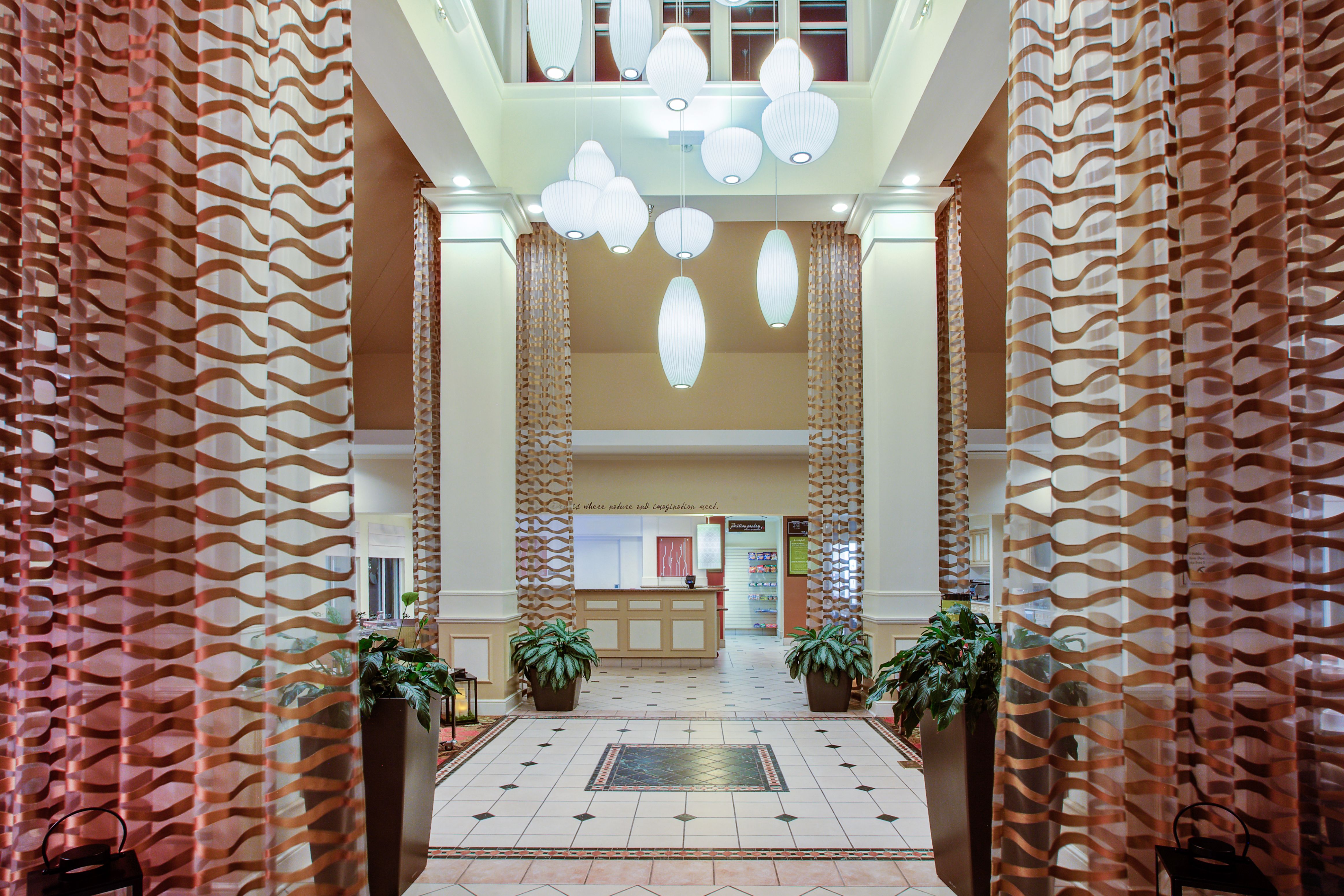 Hotel main entrance into lobby