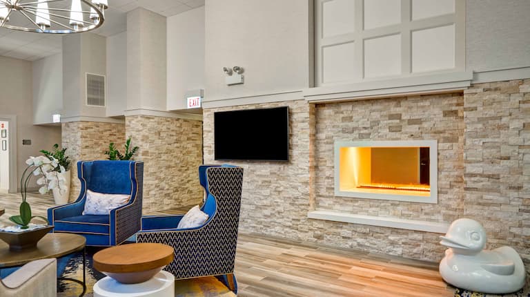 Lobby Seating Area with Fireplace