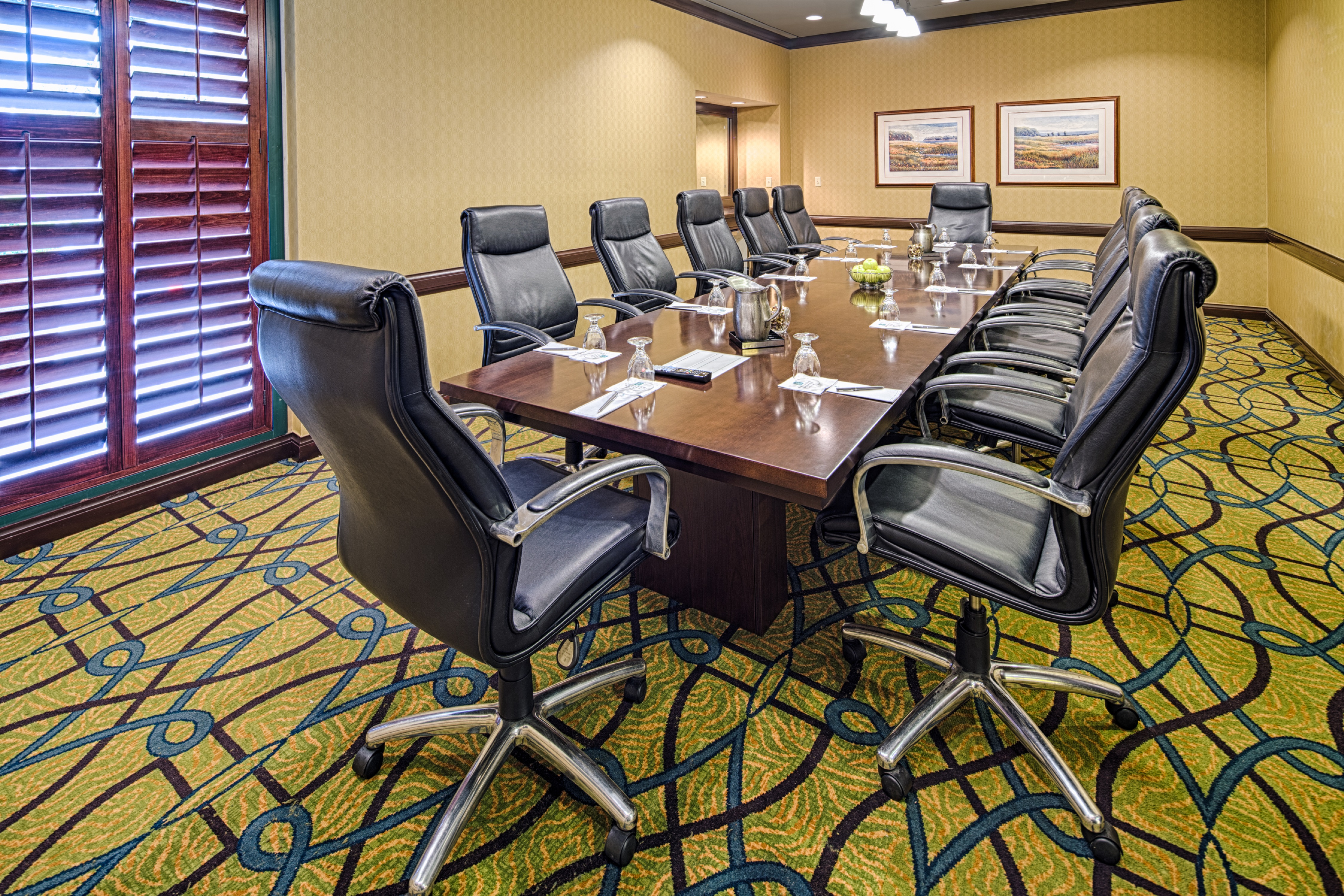 Boardroom West Meeting Space with long table a chairs