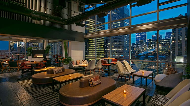 Roof Restaurant Dining Area with City View