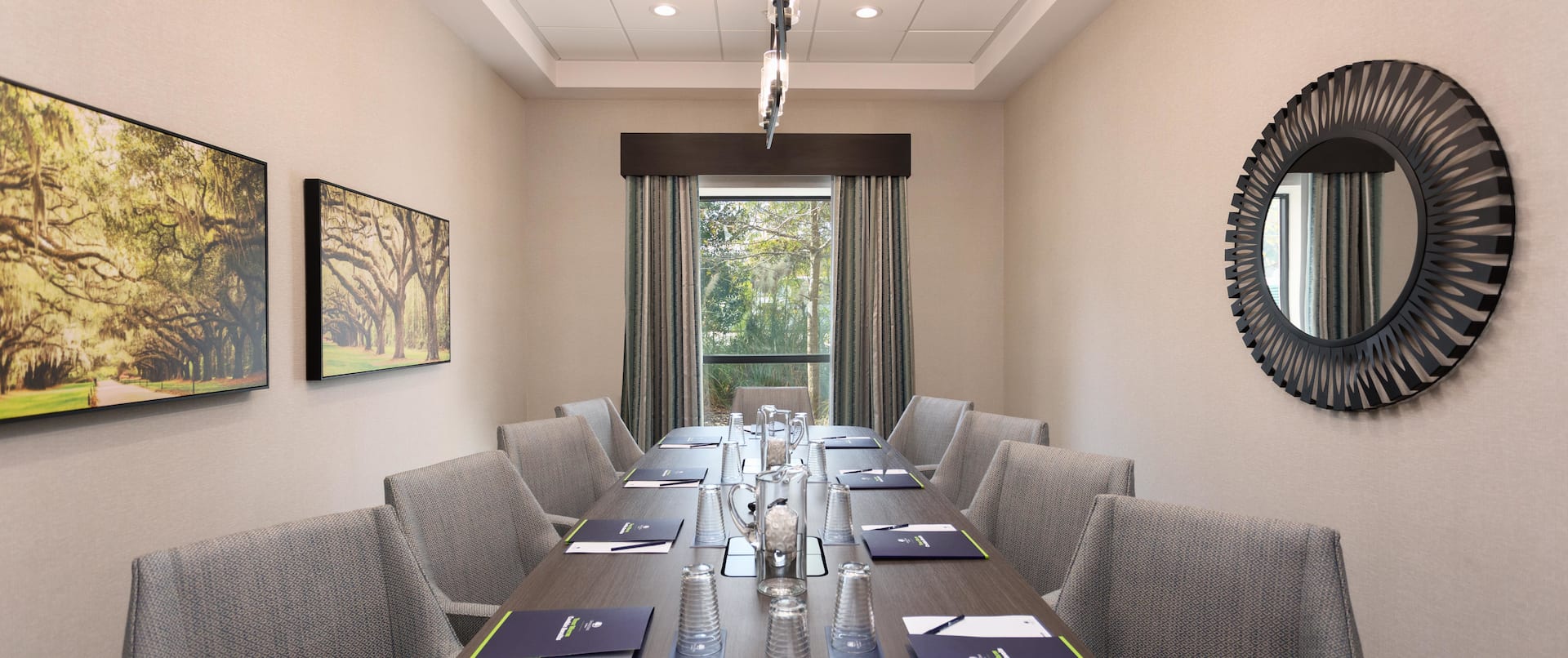 Boardroom Table and Chairs, Wall Art and Window