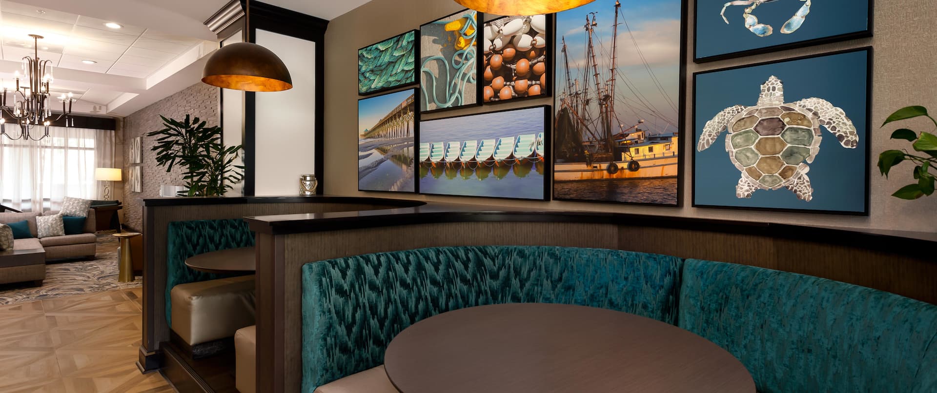 Hotel Restaurant Booth and Wall Art