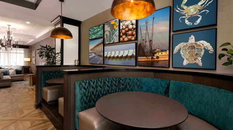 Hotel Restaurant Booth and Wall Art