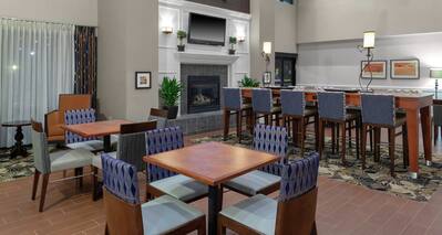 Lobby Dining Tables and Fireplace