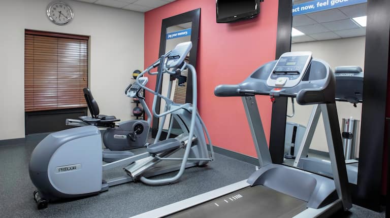 Fitness Center with Treadmill, Cross-Trainer, Cycle Machine and Wall-Mounted TV