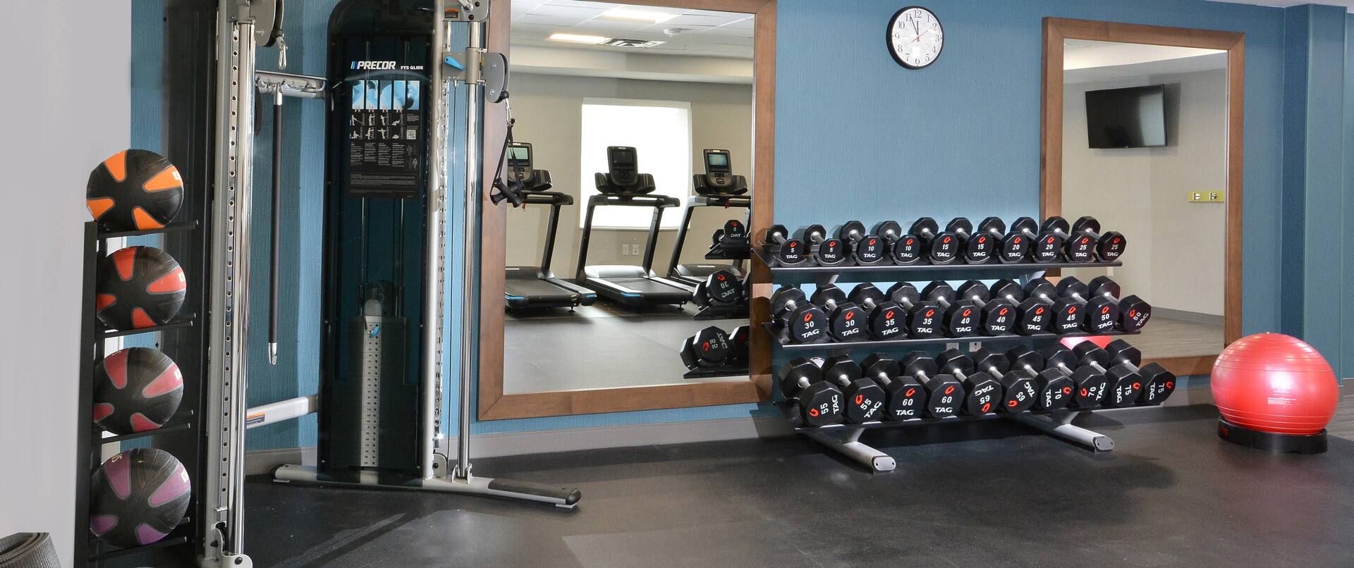 Fitness Center with Weights and Exercise Balls