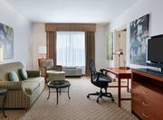 Accessible King Guestroom Suite with Lounge Area, Work Desk, and Room Technology