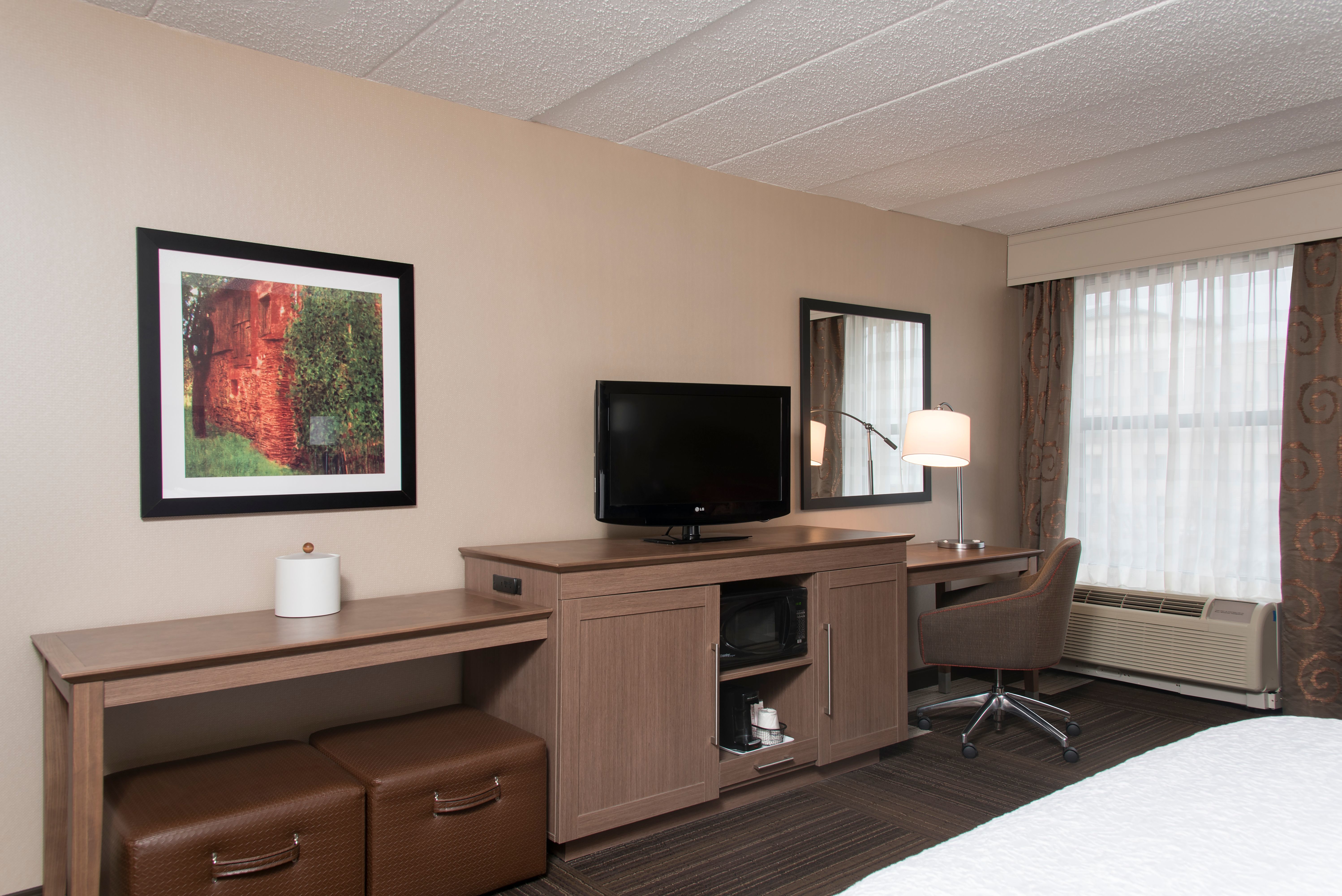 One King Bed Guest Suite with HDTV and Work Desk